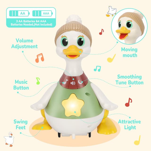 Detalle de Hestiasko Baby Toys Tummy Time Duck Set (6–12 Months) with Lights, Sounds & Magnetic Play Modes