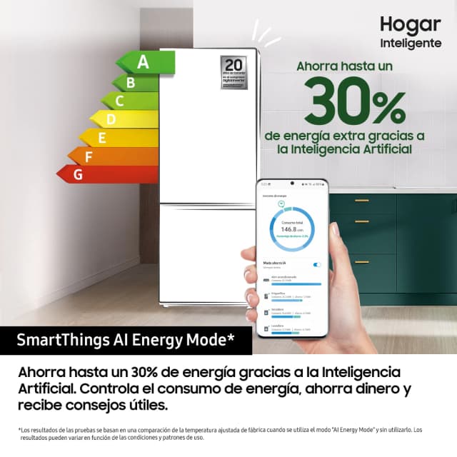 Detalle de Samsung RB53DG706AS9EF reacondicionado Grado D (combi 75 cm, No Frost y WiFi)