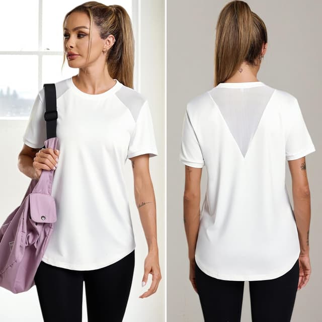 Detalle de Terecey Tee shirt Sport femme manches courtes en maille respirante à séchage rapide