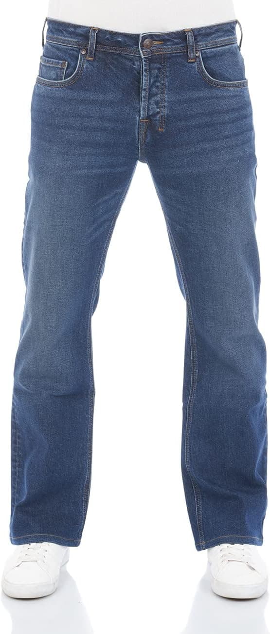 Detalle de LTB Jeans Herren Stretch Timor Bootcut-Jeans in Denim Blau/Schwarz