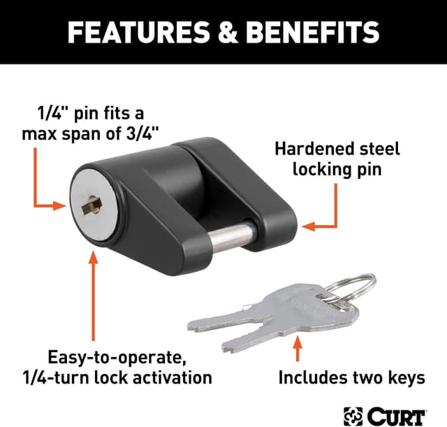 Thumbnail 2 de CURT 23521 Trailer Coupler Lock 1/4" 🔒