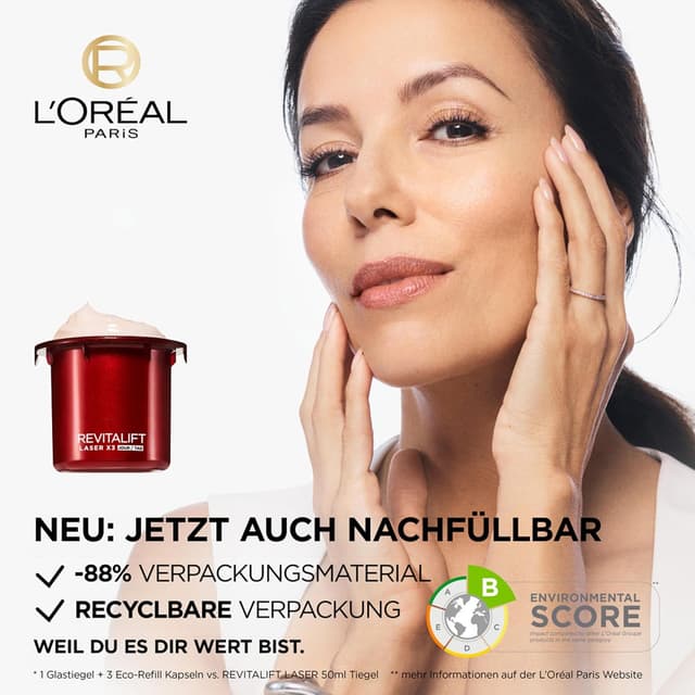Detalle 2 de L'Oréal Paris Revitalift Laser X3 Anti-Age Tagespflege Nachfüllkapsel (50 ml) mit Pro-Retinol, Hyaluronsäure & Vitamin C