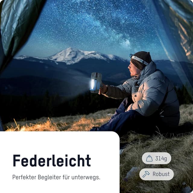 Detalle 2 de ANSMANN LED-Handscheinwerfer mit 200 m Leuchtweite – Handscheinwerfer mit Standfuß und Pistolengriff