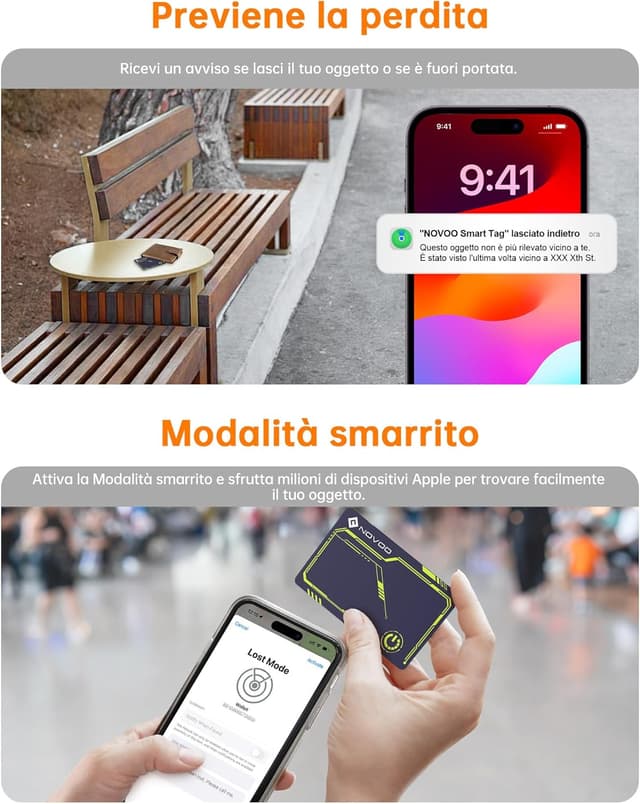 Detalle 2 de NOVOO Air Tag Card Wallet Tracker Card sottile (1,6 mm) per portafoglio e bagagli