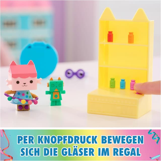 Detalle 2 de DREAMWORKS Gabby’s Dollhouse Bobble Kitty Möbel-Pack von Baby Box – Katzenfigur mit Puppenhausmöbeln & Zubehör ab 3 Jahren