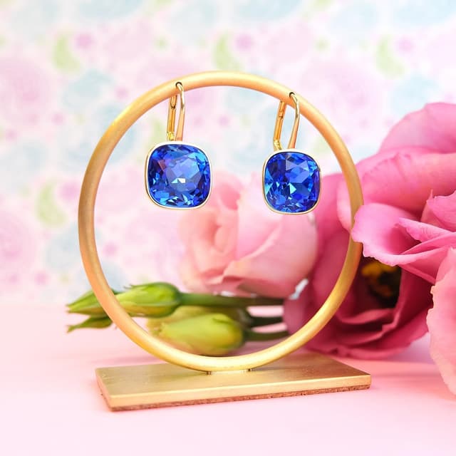 Thumbnail 6 de NOBEL SCHMUCK Goldene Kristall Ohrringe