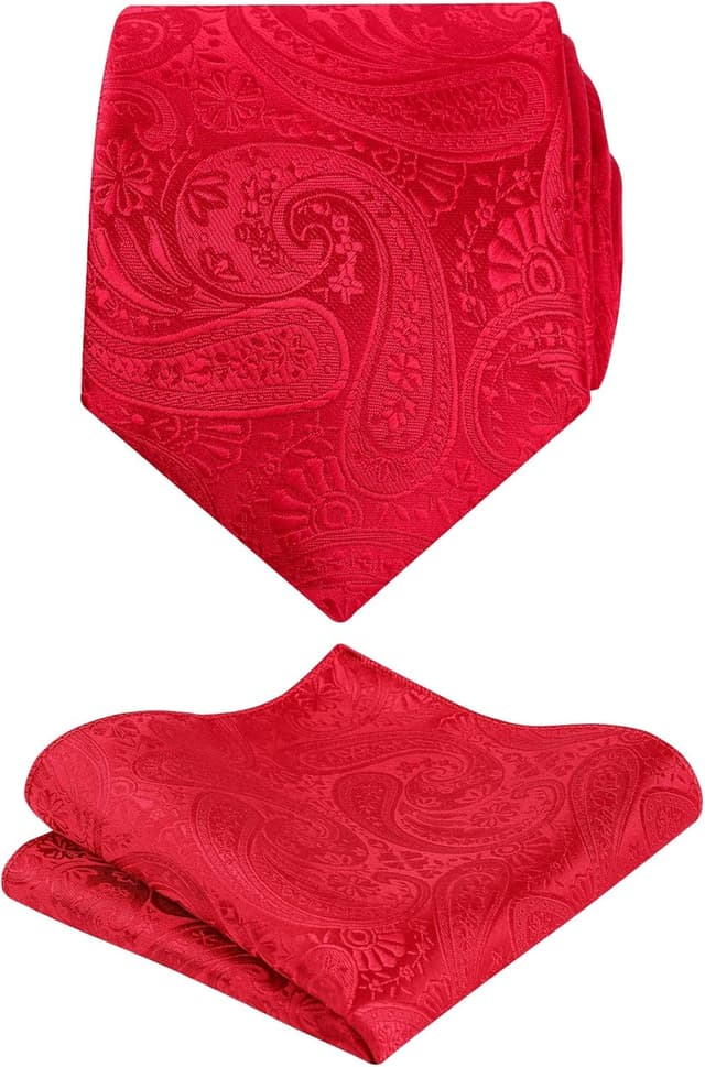 Detalle de Alizeal men’s paisley tie and pocket square set (tie and hanky) for weddings, business and smart casual