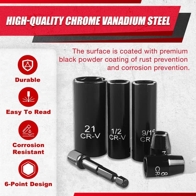 Detalle 2 de EACELIY 64pc 3/8 Socket Set 6-24mm