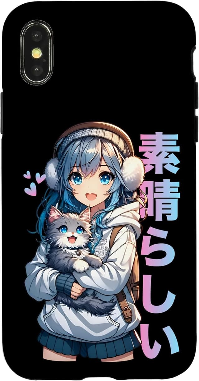 Detalle 1 de Coque iPhone 12 chat kawaii manga