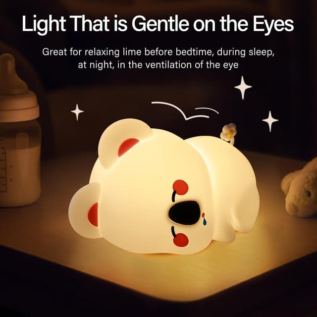 Detalle de AmmToo Koala Nachtlicht mit Timer, dimmbar und USB-Ladekabel – Silikon für Kinderzimmer