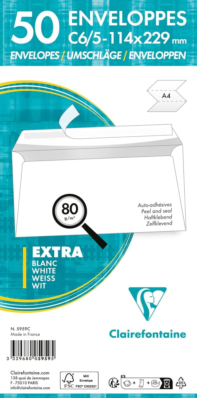 Detalle de Clairefontaine 5959C Buste 114x229 mm ✉