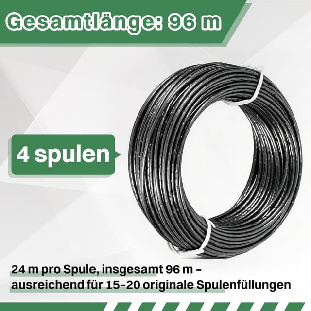 Detalle 2 de Flaveano Trimmerfaden für Bosch Rasentrimmer – 1,6 mm x 96 m (4 x 24 m), Ersatzfaden für alle Spulen