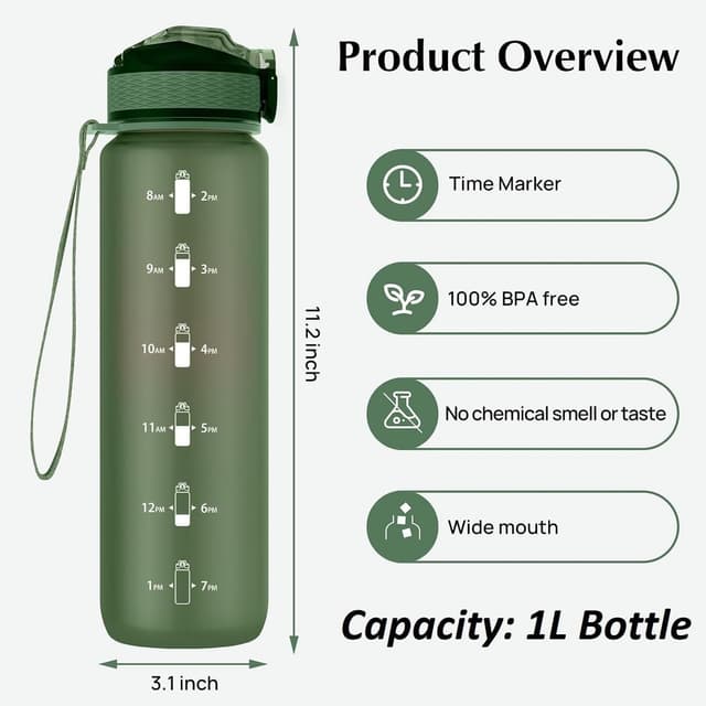 Detalle de NAVTUE water bottle 1L with straw