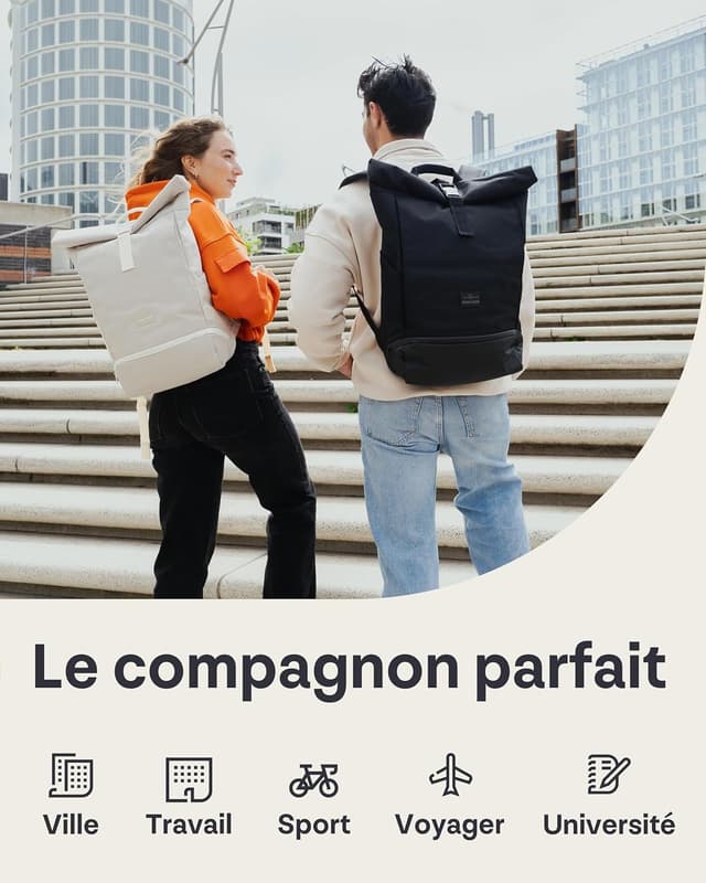 Thumbnail 6 de Johnny Urban Sac à dos roll top Allen Medium gris foncé, ordinateur 16 pouces, 600D hydrofuge