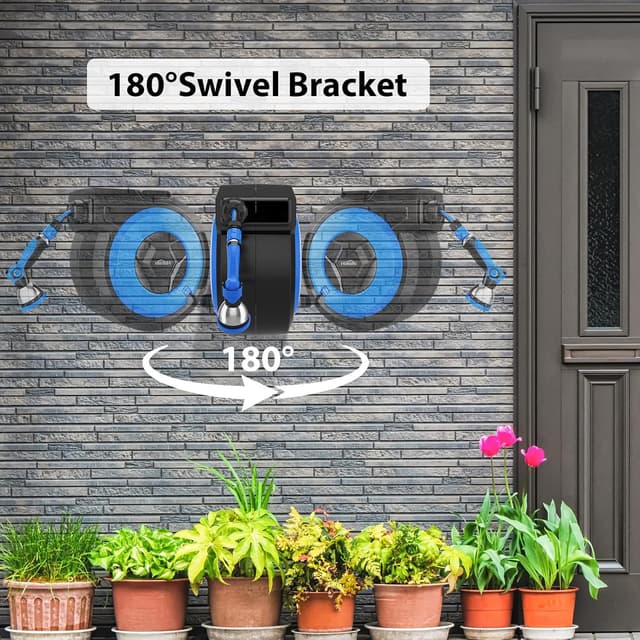 Detalle 2 de Himimi Avvolgitubo da giardino da parete 30 m + 2 m, riavvolgimento automatico e pistola 10-in-1