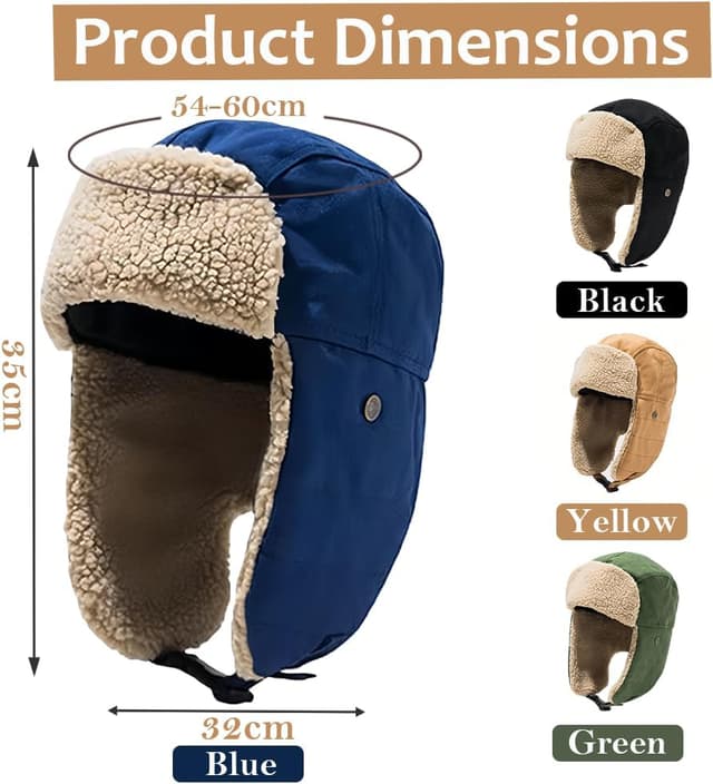 Detalle de ZYHUI Trapper Hat Faux Fur Winter Hat with Ear Flaps (Men & Women)