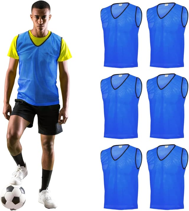 Detalle de GSi Sports Pinnies Training Vest Packs (6 or 12) – Free Size Mesh for Soccer & Basketball