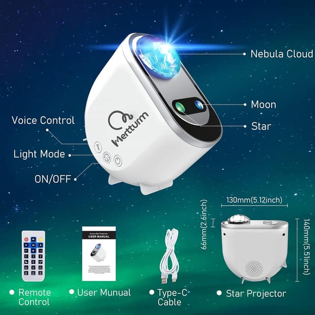 Thumbnail 6 de Projecteur Ciel Étoile MERTTURM avec lune LED, haut-parleur Bluetooth et synchronisation musicale