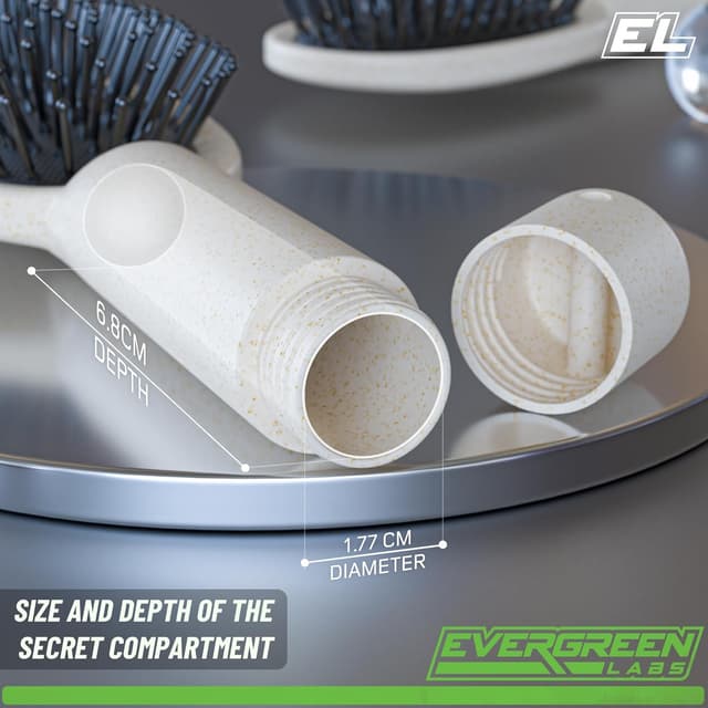 Detalle de Evergreen Labs Hair Brush with Secret Compartment (Small) – Discreet hidden safe for small valuables