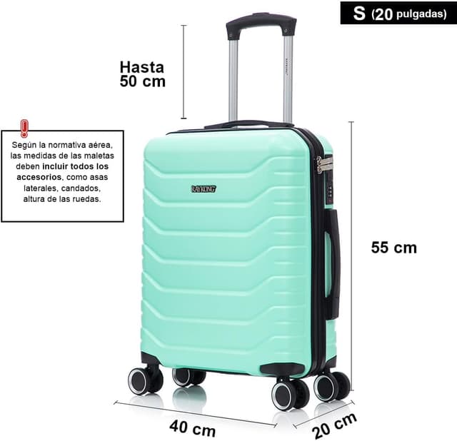 Detalle de RAYKONG Maleta de Cabina Semirígida 55cm ✈️ Menta