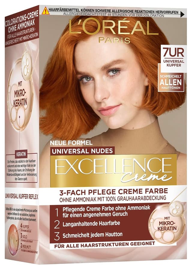 Detalle de L’Oréal Paris Excellence Creme Permanente Haarfarbe ohne Ammoniak – Universal Nudes, Nr. 3U Dunkelbraun (Braun), 1 Stück