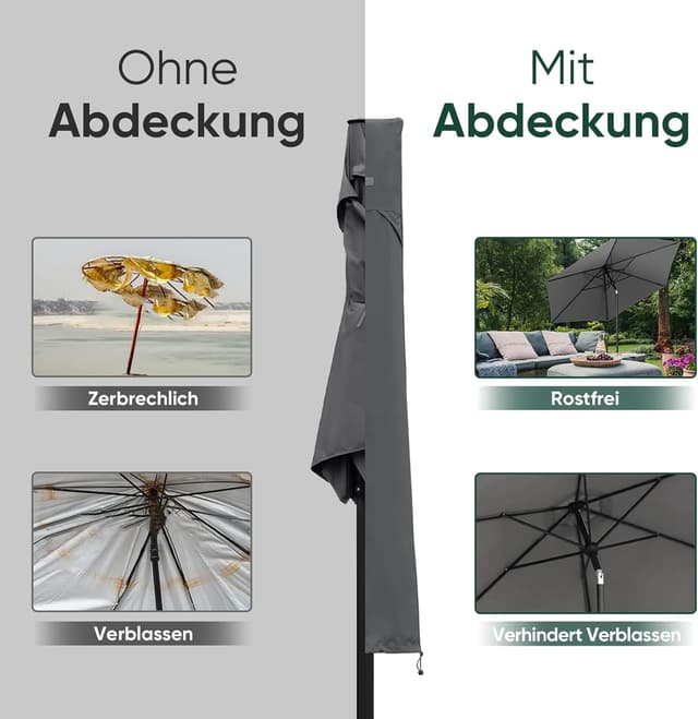 Detalle 2 de Sekey Sonnenschirm Schutzhülle mit Stab für Ø 350 cm (200x300 cm) – wasserdicht mit Belüftungsöffnungen