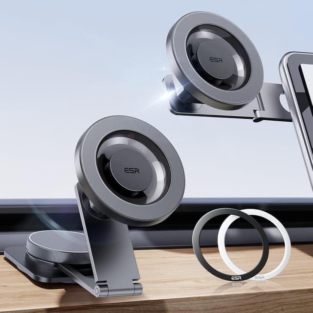Detalle de ESR for MagSafe Car Mount with 2 Metal Rings – foldable dashboard/Tesla touchscreen magnetic phone holder