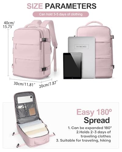 Detalle de BJLFS Mochila de viaje para cabina 40x30x20 (Ryanair/Vueling/Wizz Air) con compartimento para portátil y tejido impermeable