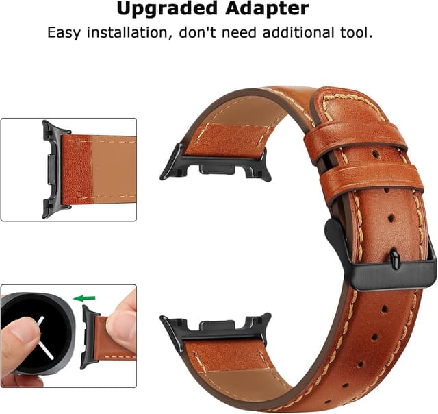 Detalle de Tasikar Genuine Leather Watch Bands for Samsung Galaxy Watch 8 (40mm/44mm/Classic 46mm)
