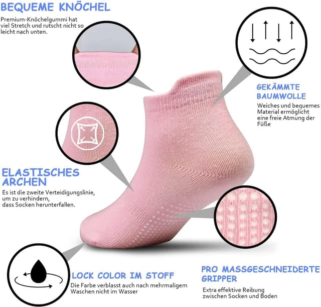 Detalle de GRPSKCOS Stoppersocken Kinder – 12 Paar Rutschsocken mit ABS für 6–12 Monate bis 5–7 Jahre