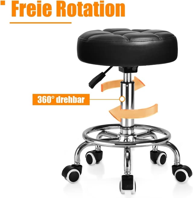 Thumbnail 4 de Rollhocker PU Leder Rund Gepolstert