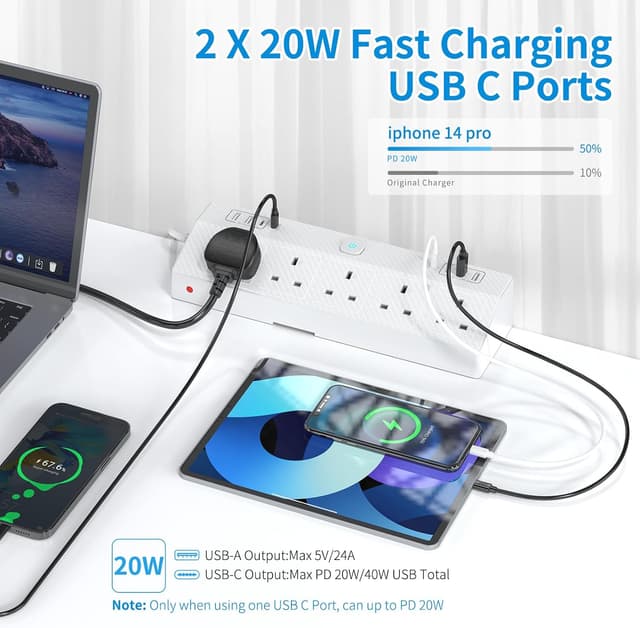 Detalle 2 de Desk power socket 1.8m with USB-C PD