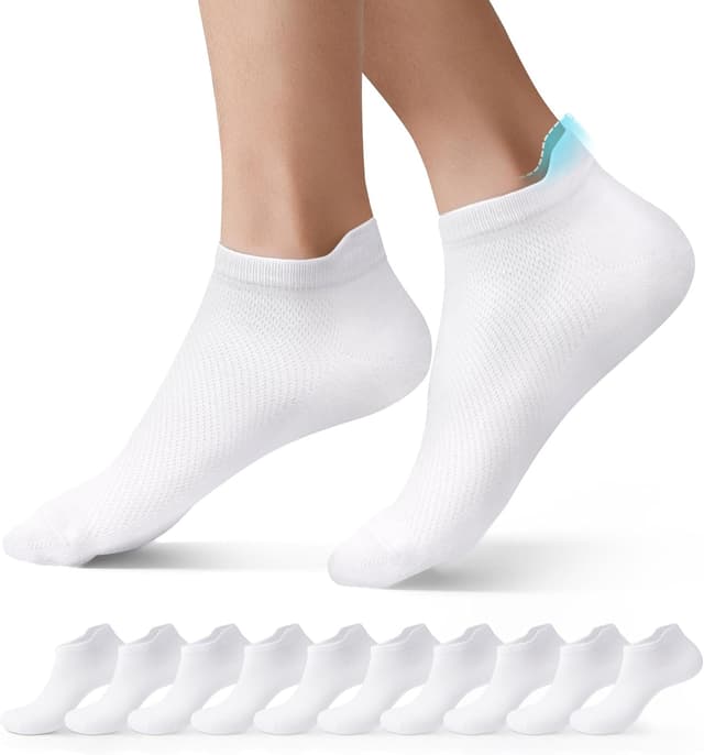Detalle de Mowenti – 10 paires de chaussettes de sport respirantes en coton (socquettes) pour homme et femme