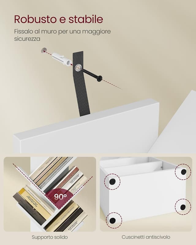 Thumbnail 6 de VASAGLE CUSTOS LBC607WB01 Libreria ad alberi autoportante con 2 scomparti aperti, bianco nuvola