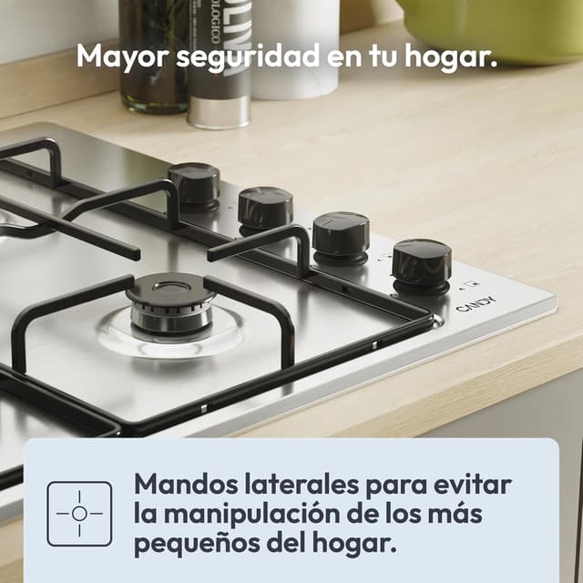 Detalle de Candy Idea CHW6LBX/4U2 Placa gas 60 cm, 7,2 kW