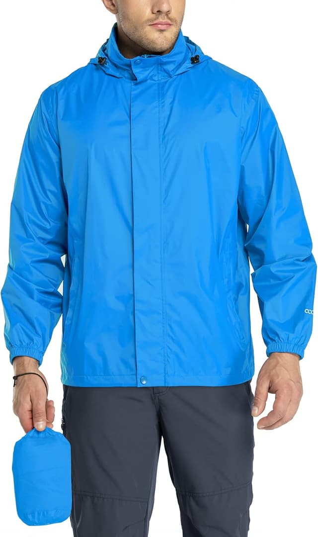 Detalle de 33,000ft Herren Regenjacke leicht, wasserdicht & faltbar mit Kapuze – auch für Fahrrad, Camping & Reise