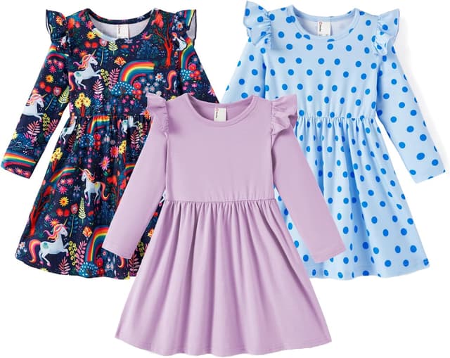 Thumbnail 6 de PATPAT Multipack Girls Toddler Sleeveless Dresses (Flamingo Striped Print) — Festival & Casual Wear