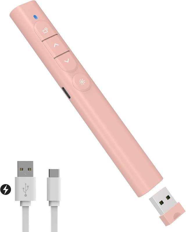 Detalle de SunnyOcean Télécommande PowerPoint rechargeable 2.4GHz rose