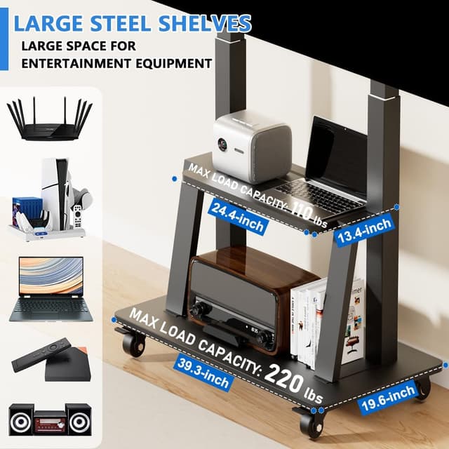 Detalle 1 de Duiliuu TV-Ständer Rollbar für 42–100 Zoll