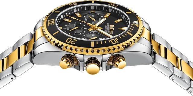 Detalle de HANPOSH Herren Chronographen-Uhr aus Edelstahl mit Quarzwerk, Datum und 3ATM Wasserschutz