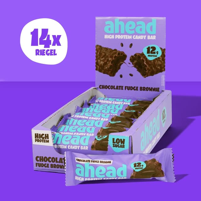 Detalle 2 de ahead Protein Riegel Fudge Brownie 14x45g 🍫