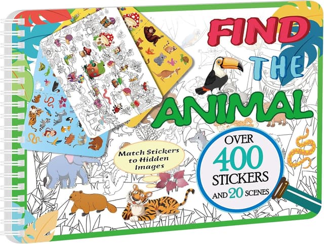 Detalle de Kalysky Find The Animal Sticker Book for Kids (20 Scenes, Over 400 Stickers)