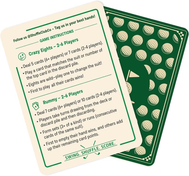 Detalle de Shuffle Club Co Golf Playing Cards (Hand-Illustrated Vintage Golf Deck) — Made in the USA, 55-Card Deck