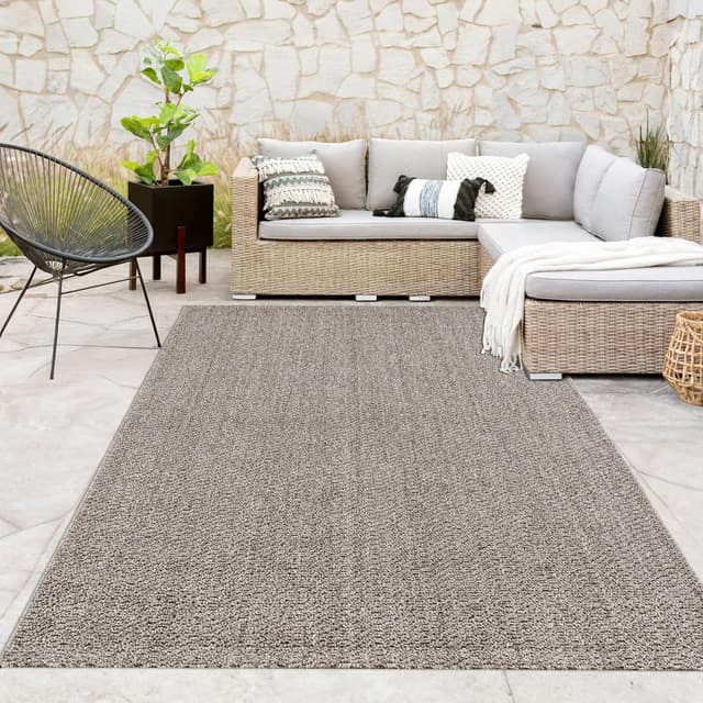 Detalle de Tapis d’intérieur et d’extérieur Paco Home en jute look naturel (120 x 160 cm)