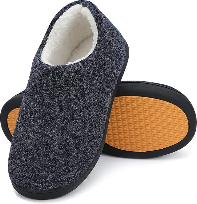 Detalle de Mishansha Herren Winter Hausschuhe mit Memory-Foam und rutschfester Gummisohle
