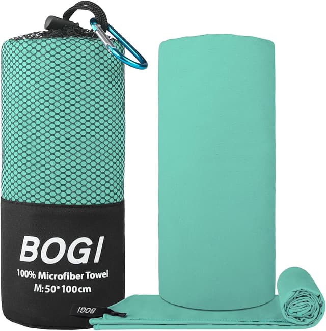 Detalle 2 de BOGI Microfibre Quick Dry Soft Lightweight Gym Towel (XL: 182cm x 81cm + 40cm x 40cm) – Mint