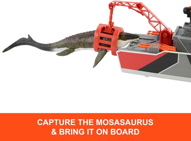 Thumbnail 3 de Matchbox Mosasaurus Rescue Boat 12.5" Playset