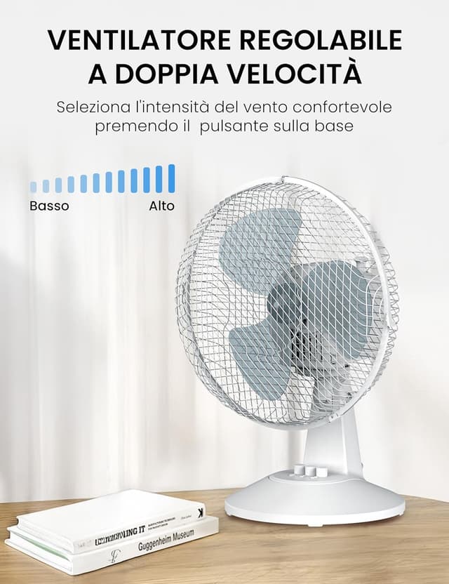 Detalle 2 de Ventilatore da tavolo COMFEE' CFT23PW00A2 da 23 cm con oscillazione 80° e 2 velocità