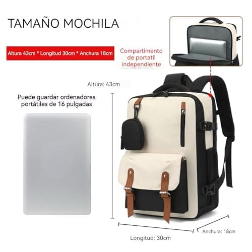 Detalle de Mi Ko Mi Ka Mochila de Viaje Grande 2210 con puerto USB y compartimento para zapatos