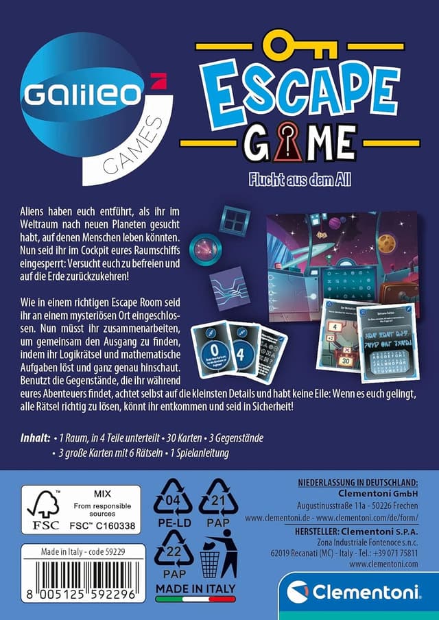 Detalle 2 de Clementoni Galileo Escape Game 59229 für Knobeln
